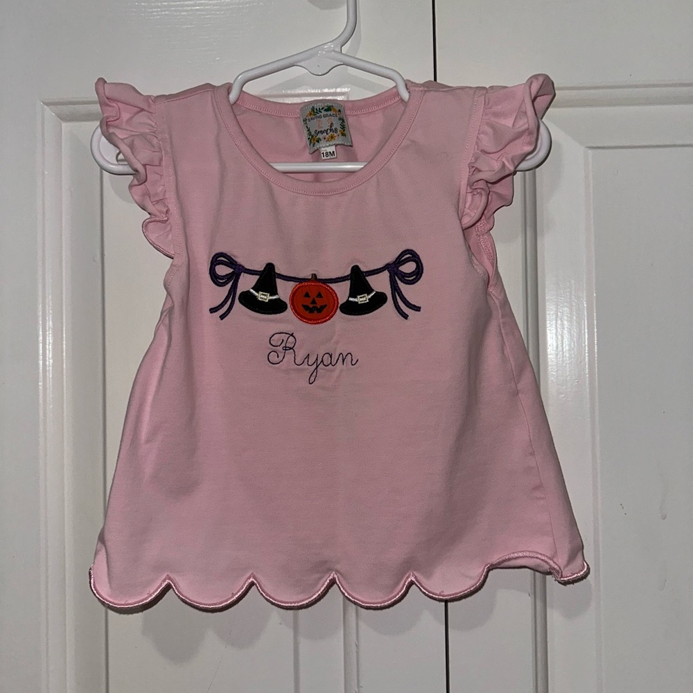 Embroidered “Ryan” Saving Grace Smocks Halloween shirt